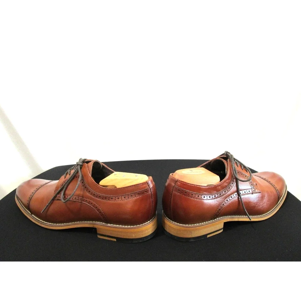 Stacy Adams Dickinson Cognac Brown Leather Cap Toe Oxford Shoes Men 9.5 M